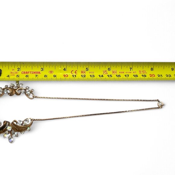 Vintage VAN DELL 12K Gold Plate Crystal Necklace with Filigree Wedding Jewelry - Picture 11 of 11